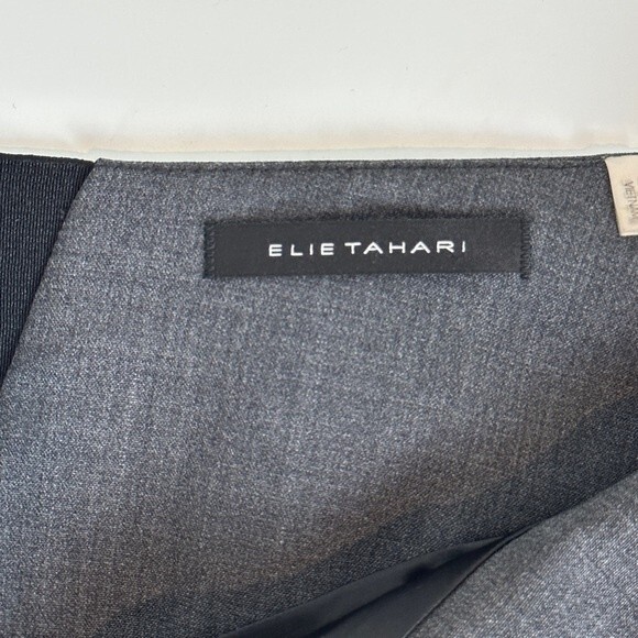 Elie Tahari Grey Wool Crepe Pencil Skirt 8 - Picture 3 of 8